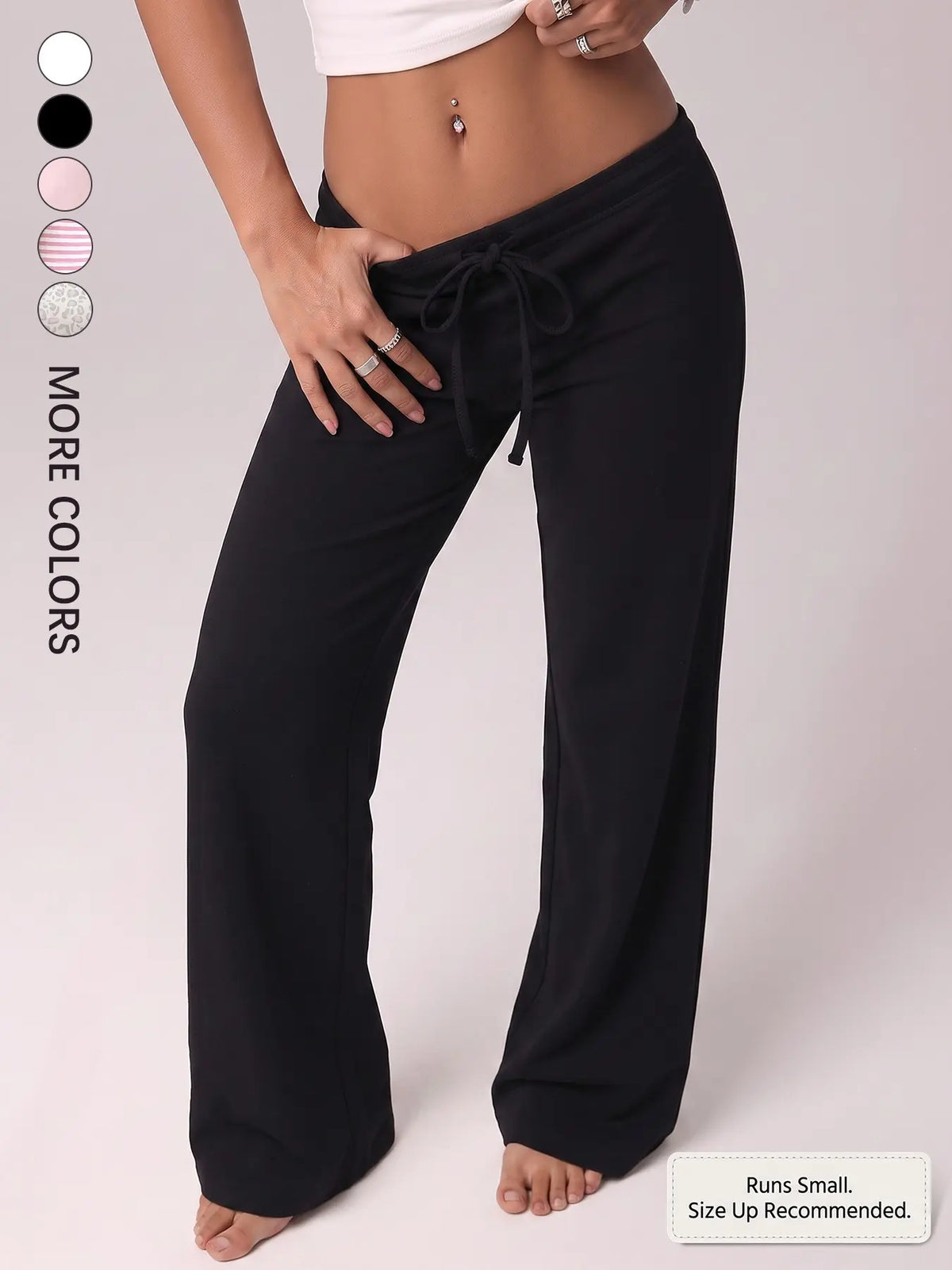 Women's 100% Cotton Y2K Low-Rise Drawstring Flared Sweatpants, Soft Casual Lounge Pants