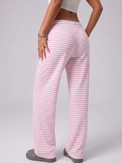 Women's 100% Cotton Y2K Low-Rise Drawstring Flared Sweatpants, Soft Casual Lounge Pants