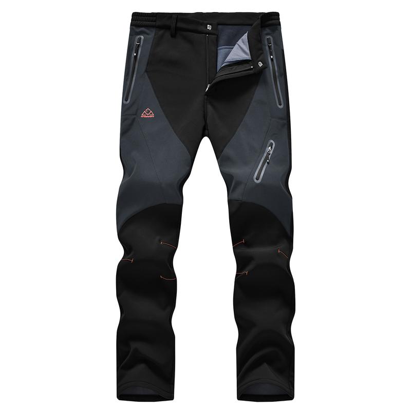 Men's Waterproof Insulated Thermal Softshell Hiking Pants with Zipper Pockets