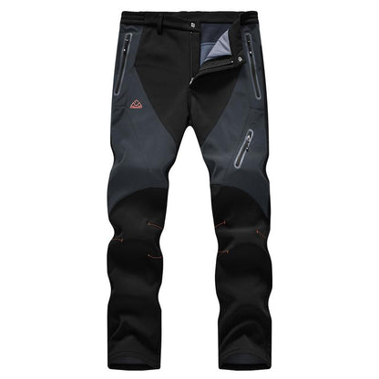 Men's Waterproof Insulated Thermal Softshell Hiking Pants with Zipper Pockets