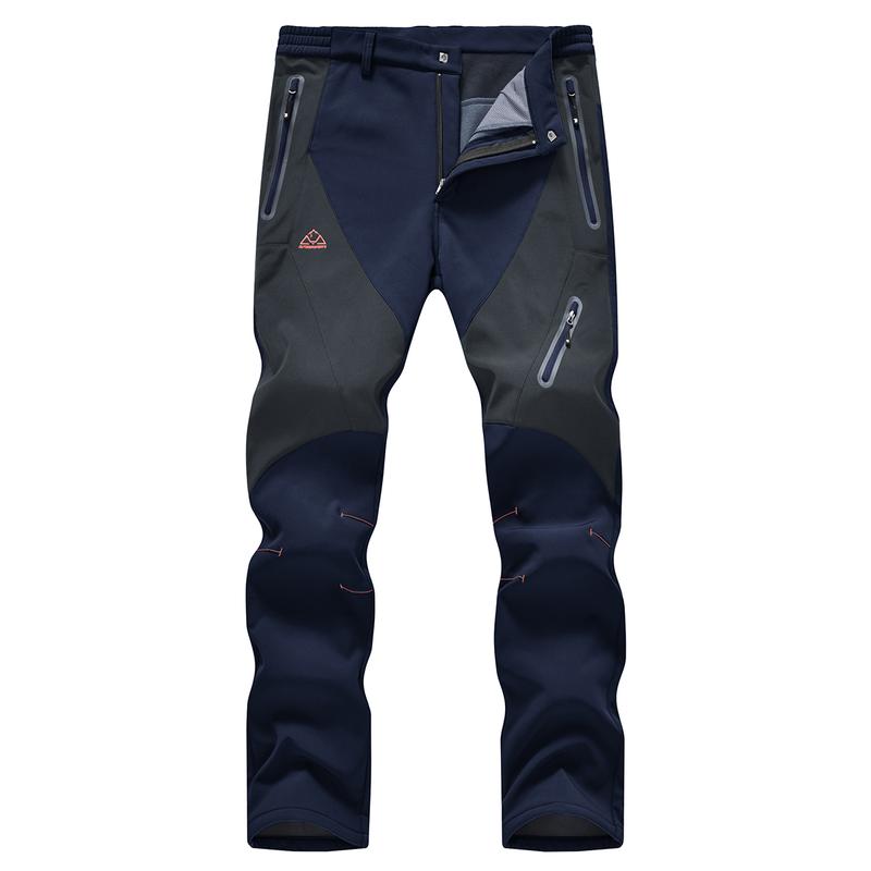 Men's Waterproof Insulated Thermal Softshell Hiking Pants with Zipper Pockets