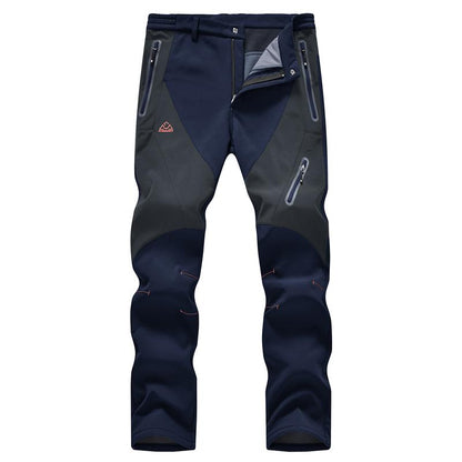 Men's Waterproof Insulated Thermal Softshell Hiking Pants with Zipper Pockets
