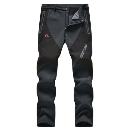 Men's Waterproof Insulated Thermal Softshell Hiking Pants with Zipper Pockets