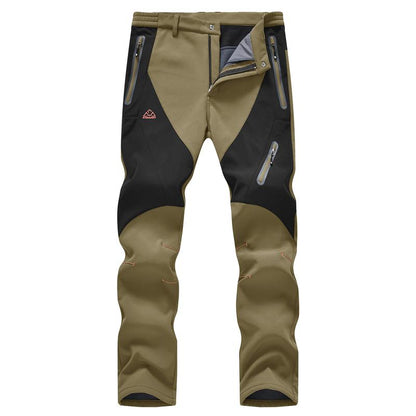 Men's Waterproof Insulated Thermal Softshell Hiking Pants with Zipper Pockets