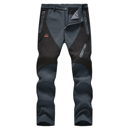 Men's Waterproof Insulated Thermal Softshell Hiking Pants with Zipper Pockets