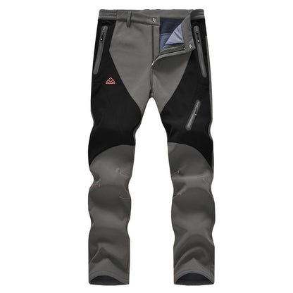 Men's Waterproof Insulated Thermal Softshell Hiking Pants with Zipper Pockets
