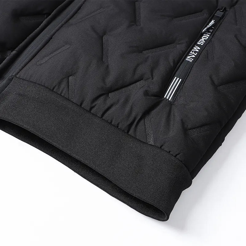 Men's Waterproof Windproof Fleece-Lined Hooded Jacket with Textured Fabric