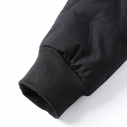Men's Waterproof Windproof Fleece-Lined Hooded Jacket with Textured Fabric