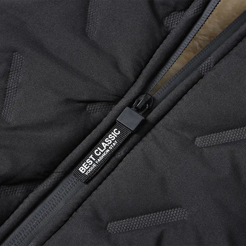 Men's Waterproof Windproof Fleece-Lined Hooded Jacket with Textured Fabric