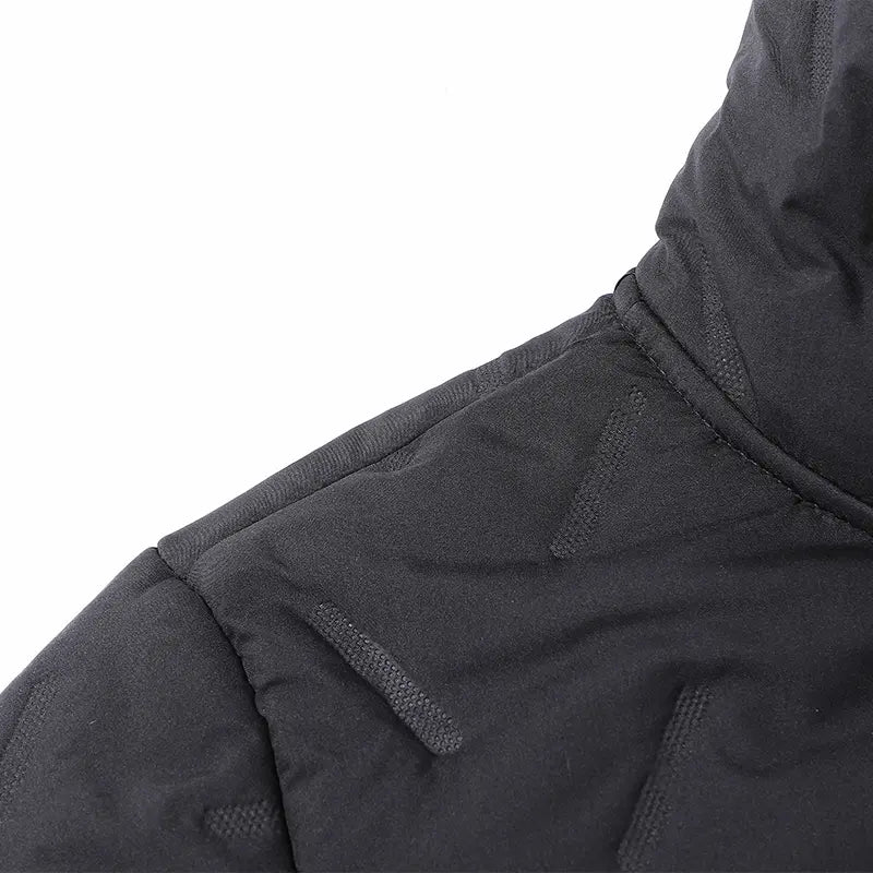 Men's Waterproof Windproof Fleece-Lined Hooded Jacket with Textured Fabric