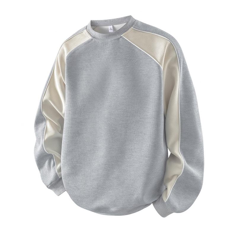 Men's 100% Cotton French Terry Relaxed-Fit Color-Block Crew Neck Sweatshirt