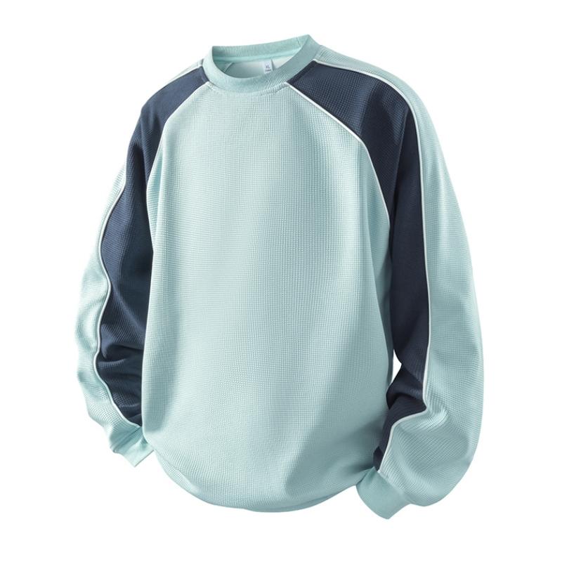 Men's 100% Cotton French Terry Relaxed-Fit Color-Block Crew Neck Sweatshirt