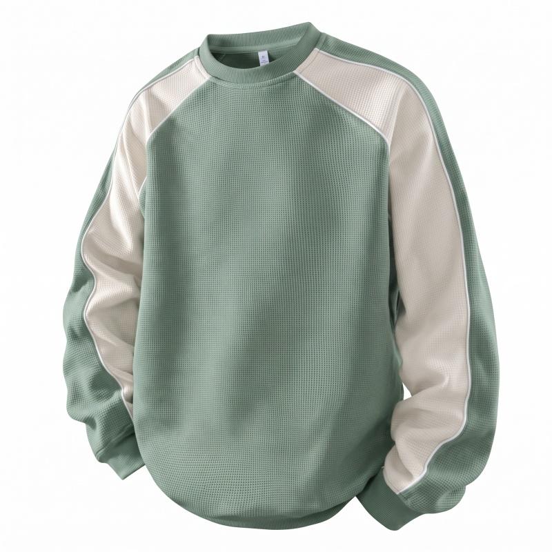 Men's 100% Cotton French Terry Relaxed-Fit Color-Block Crew Neck Sweatshirt