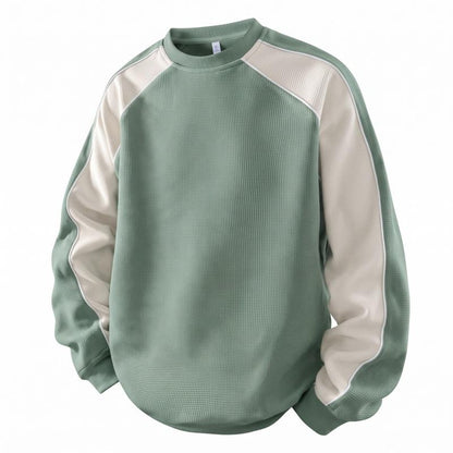 Men's 100% Cotton French Terry Relaxed-Fit Color-Block Crew Neck Sweatshirt