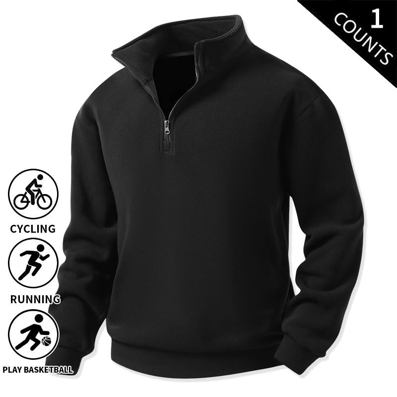 Men's 3-Pack 100% Cotton Brushed Fleece Relaxed-Fit Quarter-Zip Sweatshirts