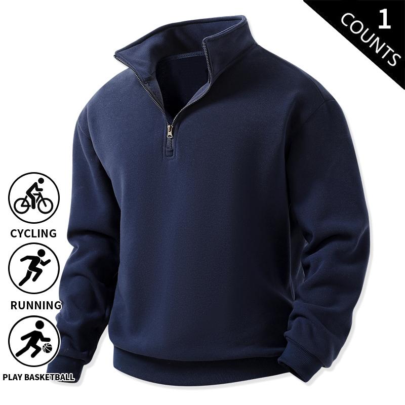 Men's 3-Pack 100% Cotton Brushed Fleece Relaxed-Fit Quarter-Zip Sweatshirts