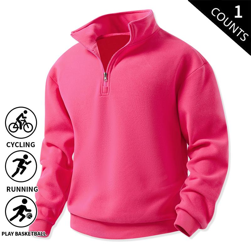 Men's 3-Pack 100% Cotton Brushed Fleece Relaxed-Fit Quarter-Zip Sweatshirts