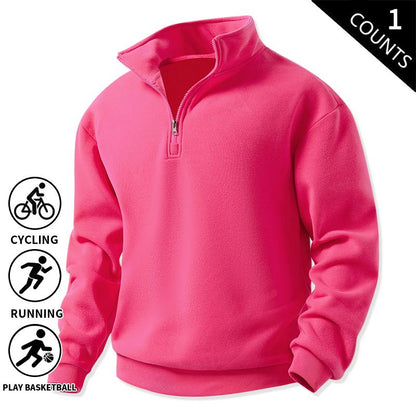 Men's 3-Pack 100% Cotton Brushed Fleece Relaxed-Fit Quarter-Zip Sweatshirts