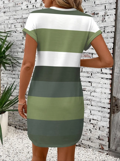 Colorblock Stripe Dress – Flattering A-Line Silhouette