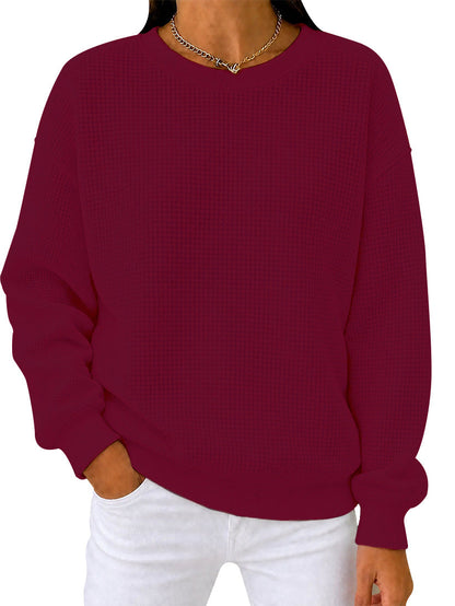 🔥CLEARANCE SALE🔥🔥Women's Waffle Knit Crewneck Sweatshirt
