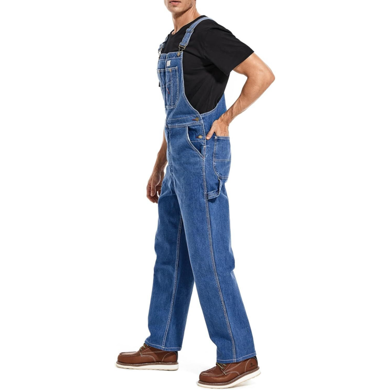 Men's Heavy-Duty Denim Bib Overalls – Rugged Workwear with Utility Pockets