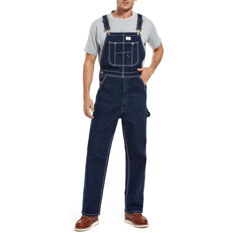 Men's Heavy-Duty Denim Bib Overalls – Rugged Workwear with Utility Pockets