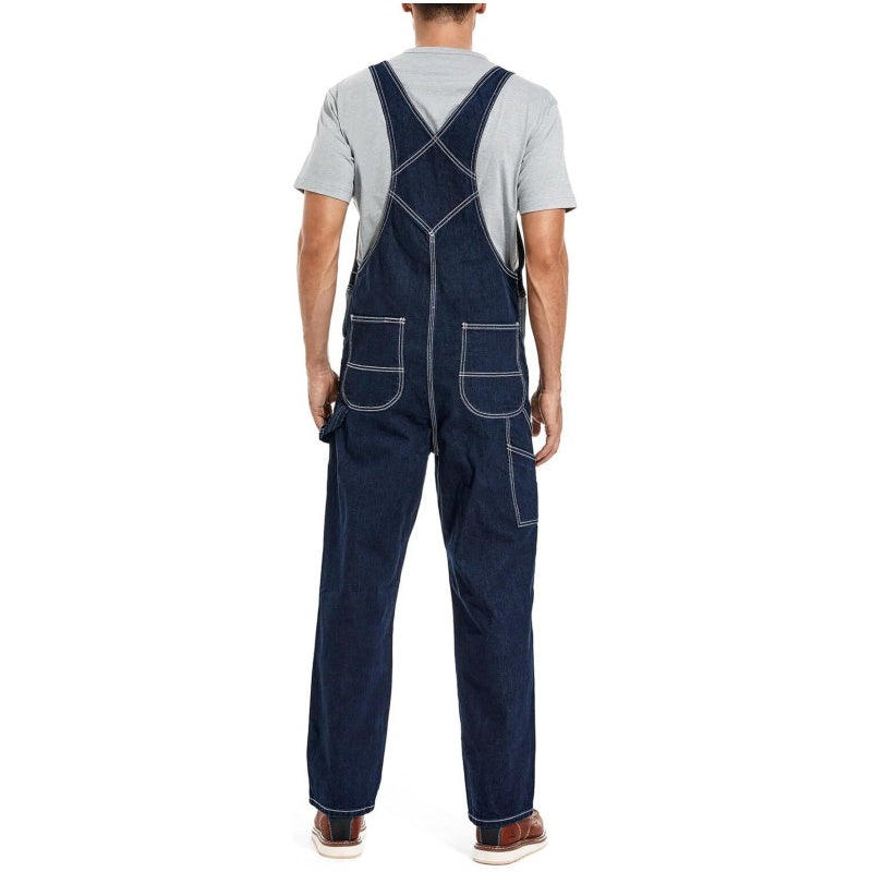 Men's Heavy-Duty Denim Bib Overalls – Rugged Workwear with Utility Pockets
