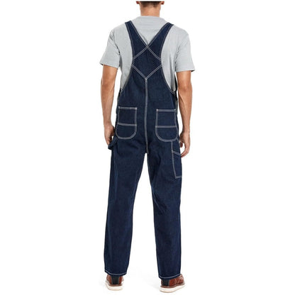 Men's Heavy-Duty Denim Bib Overalls – Rugged Workwear with Utility Pockets