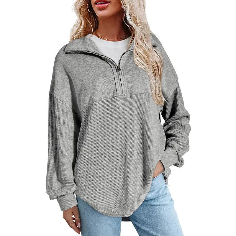 Women's Waffle Knit Half-Zip Pullover