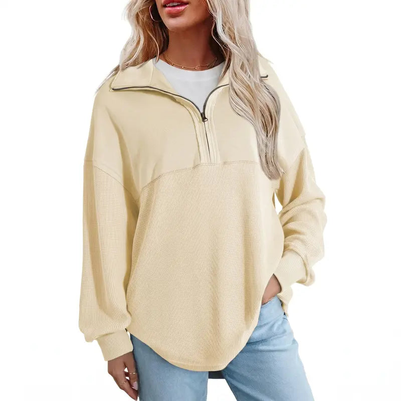 Women's Waffle Knit Half-Zip Pullover