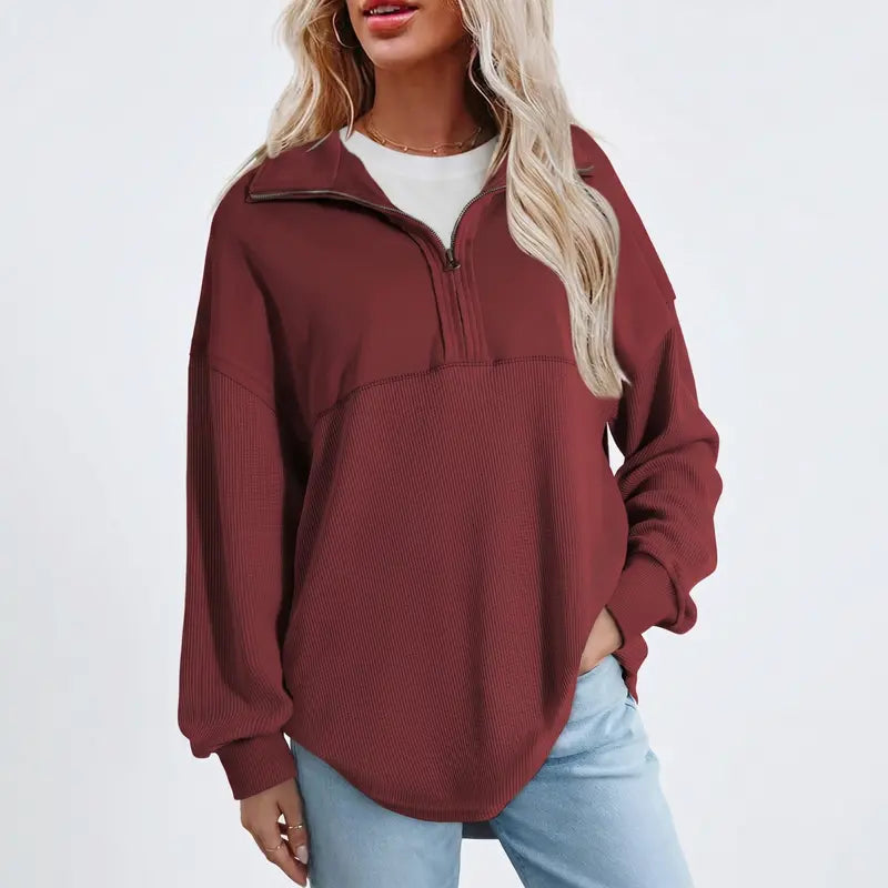 Women's Waffle Knit Half-Zip Pullover