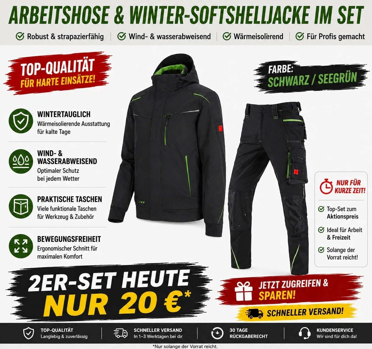 ☀️ WINTER-SALE IM SOMMER ❄️ Softshelljacke × Bundhose e.s.motion 2020 Set