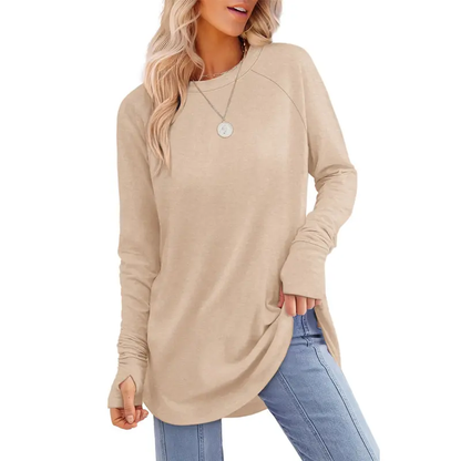 Women's Long Sleeve Tunic Top with Thumb Holes – mutecho