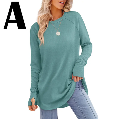 Women's Long Sleeve Tunic Top with Thumb Holes – mutecho
