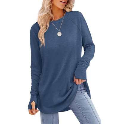 Women's Long Sleeve Tunic Top with Thumb Holes – mutecho