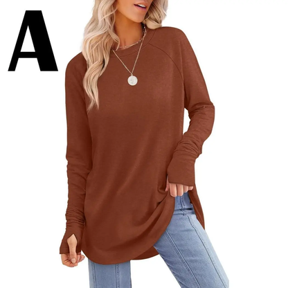 Women's Long Sleeve Tunic Top with Thumb Holes – mutecho