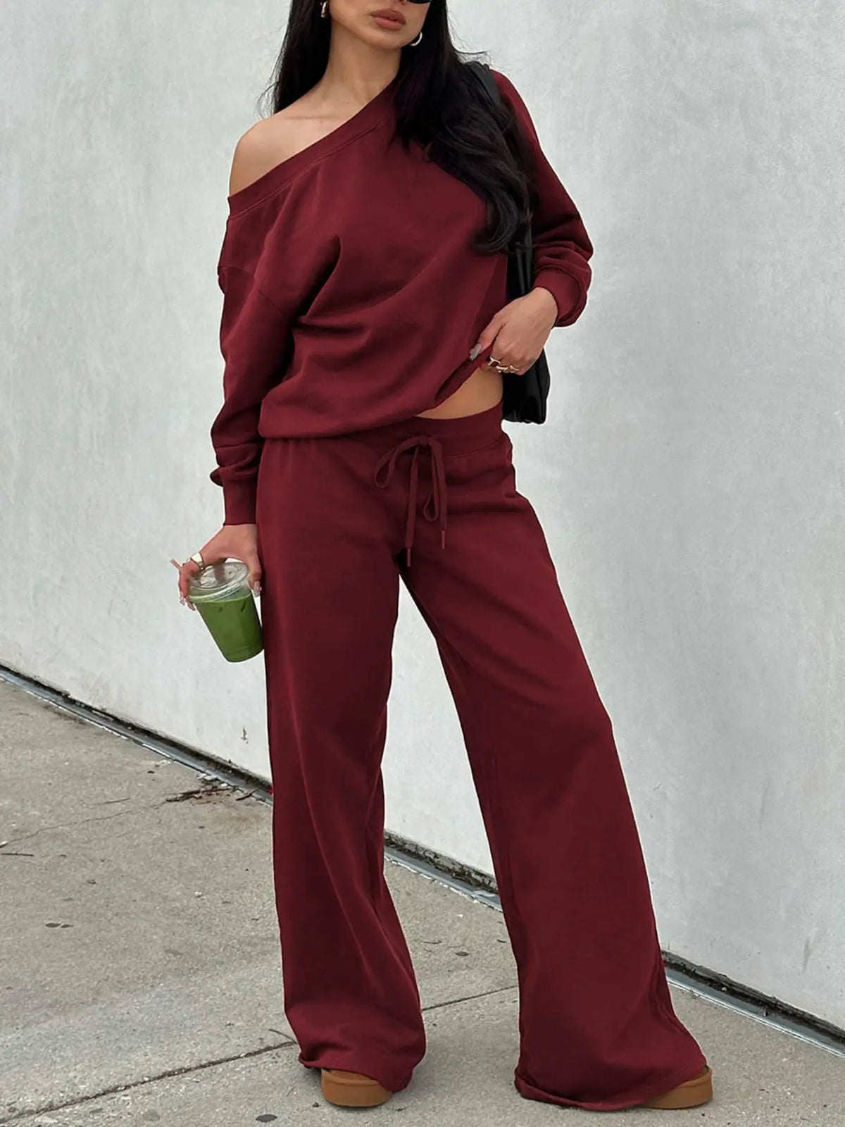 Women's Off the Shoulder Long Sleeve Jumper & Pants