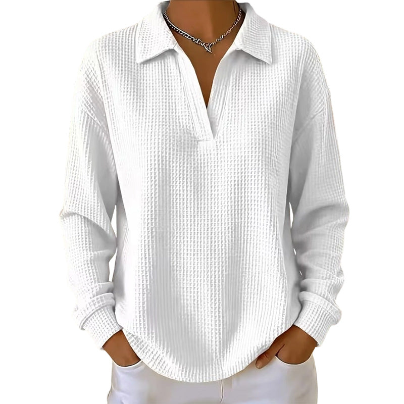 Bestseller 🏆🧶 Women's knitted top with V-neck and long sleeves