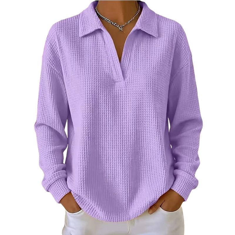 Bestseller 🏆🧶 Women's knitted top with V-neck and long sleeves