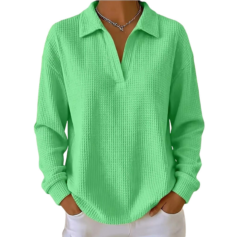 Bestseller 🏆🧶 Women's knitted top with V-neck and long sleeves