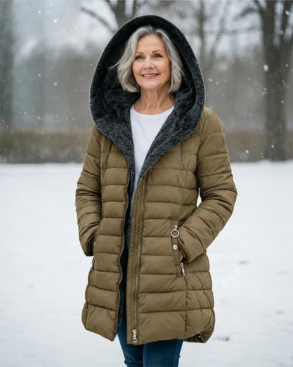 🔥Women’s Hooded Padded Winter Coat with Soft Fleece Lining, Flattering Fit Quilted Jacket with Pockets