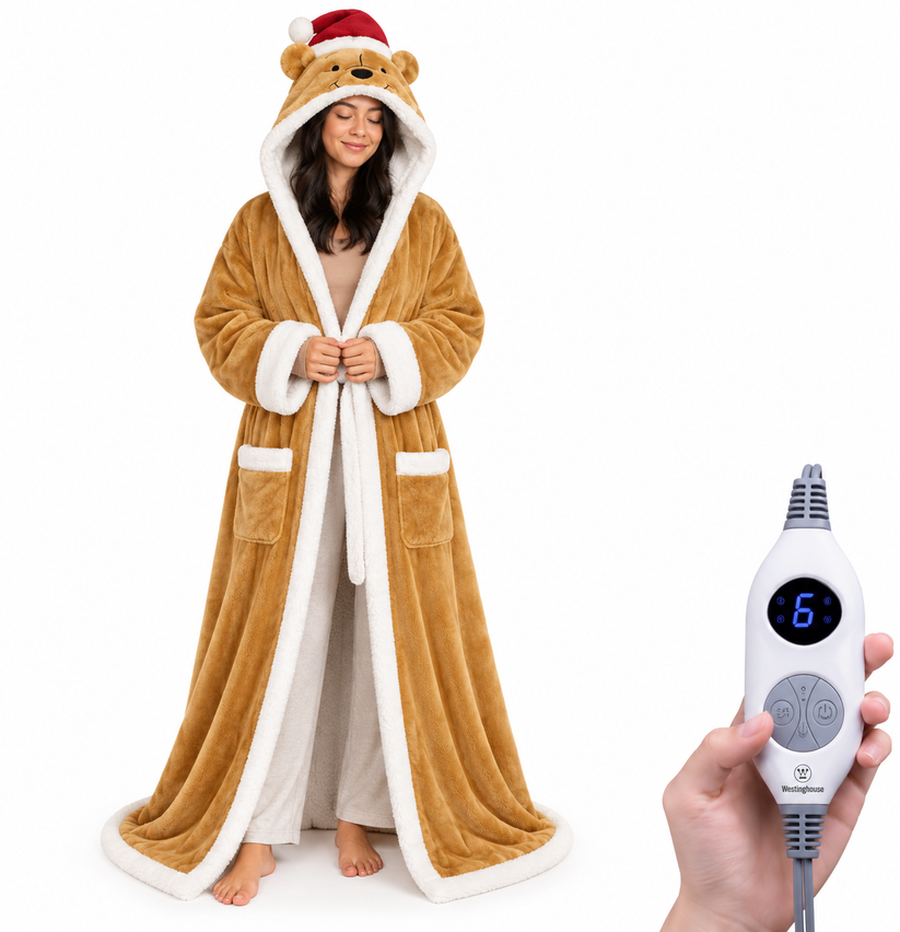 🎁 Sherpa Wearable Electric Blanket 🎄 Overheat Protection & Auto-Shutoff Function