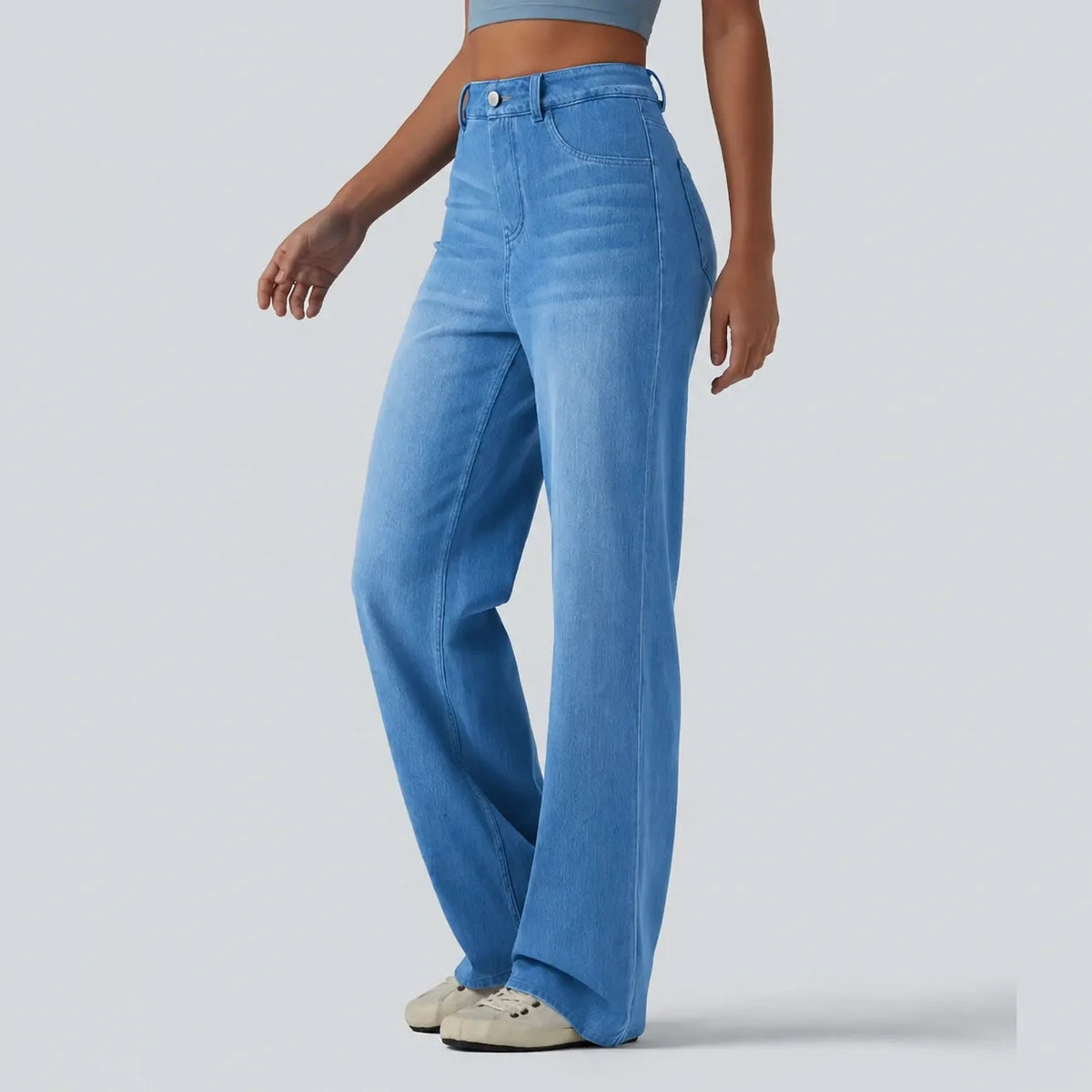 Women's Flex High Waisted Sculpted Lift Design Straight Leg Casual Jeans with Pockets