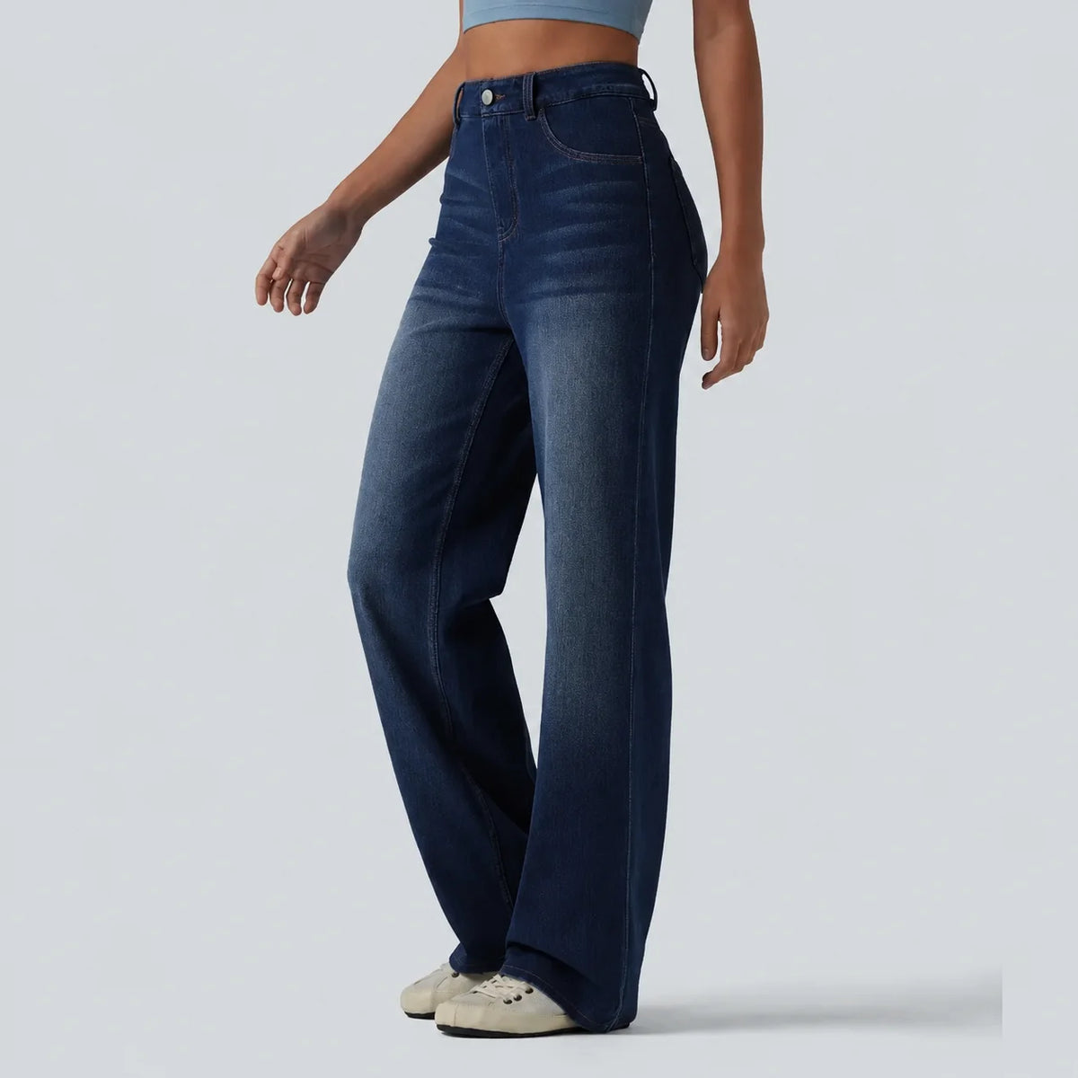 Women's Flex High Waisted Sculpted Lift Design Straight Leg Casual Jeans with Pockets