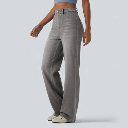 Women's Flex High Waisted Sculpted Lift Design Straight Leg Casual Jeans with Pockets