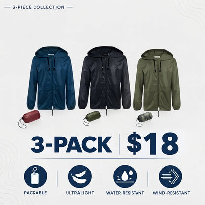 Men's Packable Jacket Outdoor Waterproof Hooded Lightweight Classic Cycling Raincoat