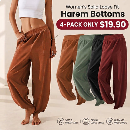Womens Baggy Wide Leg Pants Casual Elastic Waisted Palazzo Harem Pants with Pockets