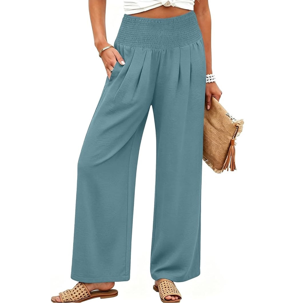 🌿🌿LAST DAY SAVE49%✨Women's Linen Wide Leg Palazzo Pants – High Waist Boho Beach Vacation Lounge Pants