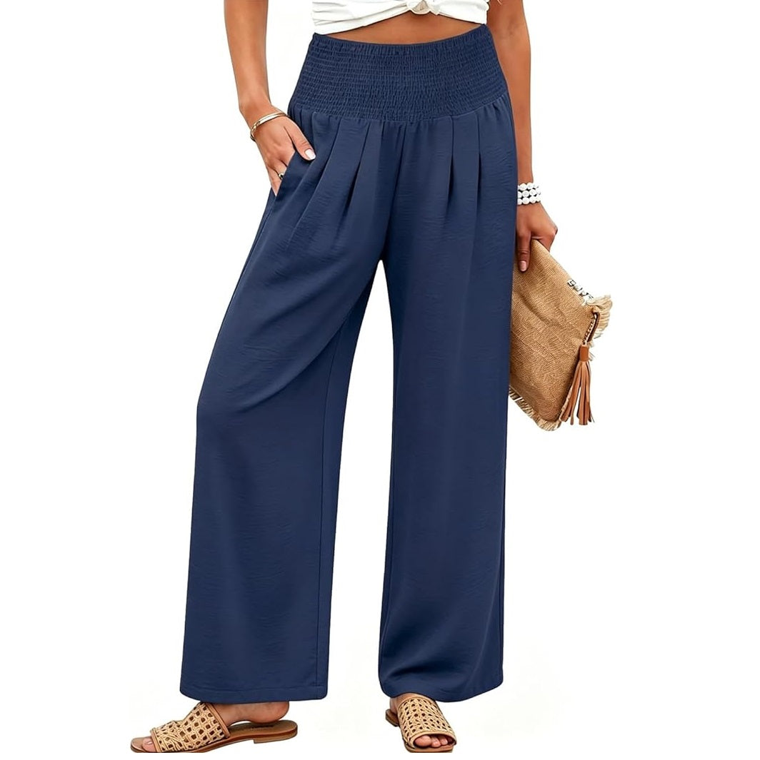 🌿🌿LAST DAY SAVE49%✨Women's Linen Wide Leg Palazzo Pants – High Waist Boho Beach Vacation Lounge Pants