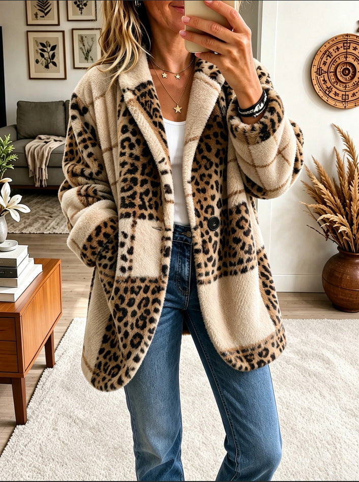 ✨ Cozy Plaid Fleece Coat – Bold Color, Effortless Style